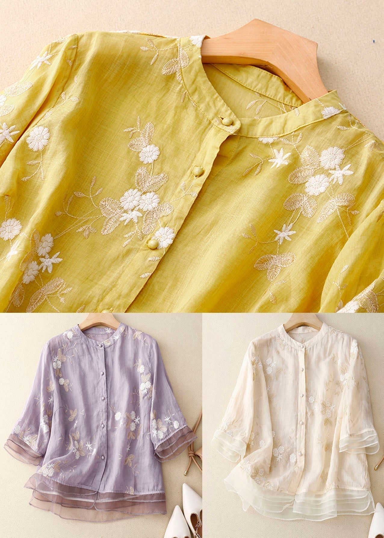 Elaine - Bestickte Vielseitige Bluse