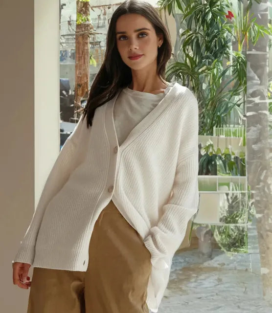 Senax - Kaschmir-Strickjacke mit V-Ausschnitt