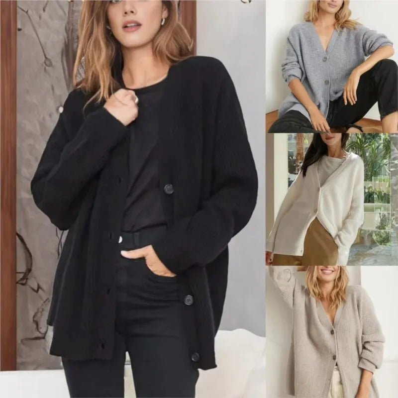 Senax - Kaschmir-Strickjacke mit V-Ausschnitt