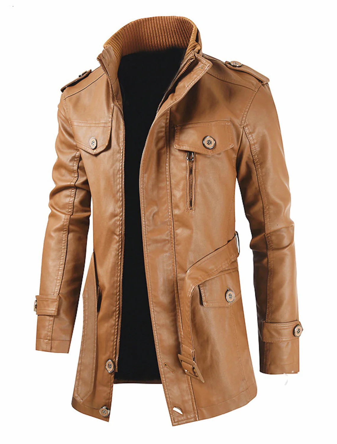 Brook - Langlebige lange Herrenlederjacke