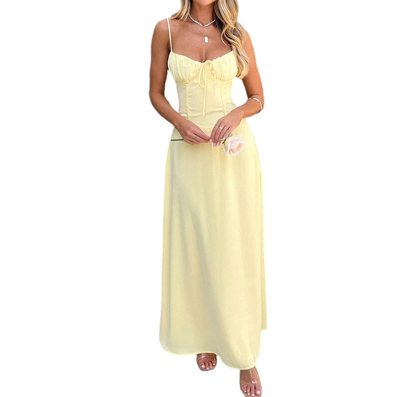 Ava – Langes Satin A-Linien Kleid