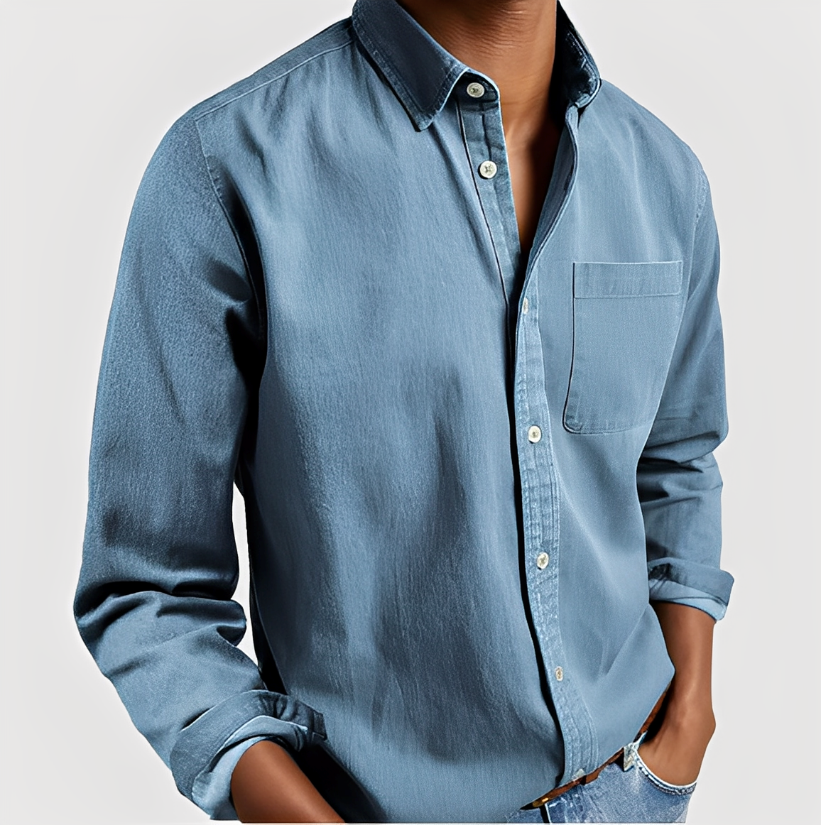 Maxime - Bequemes Jeanshemd Weicher Stoffmix