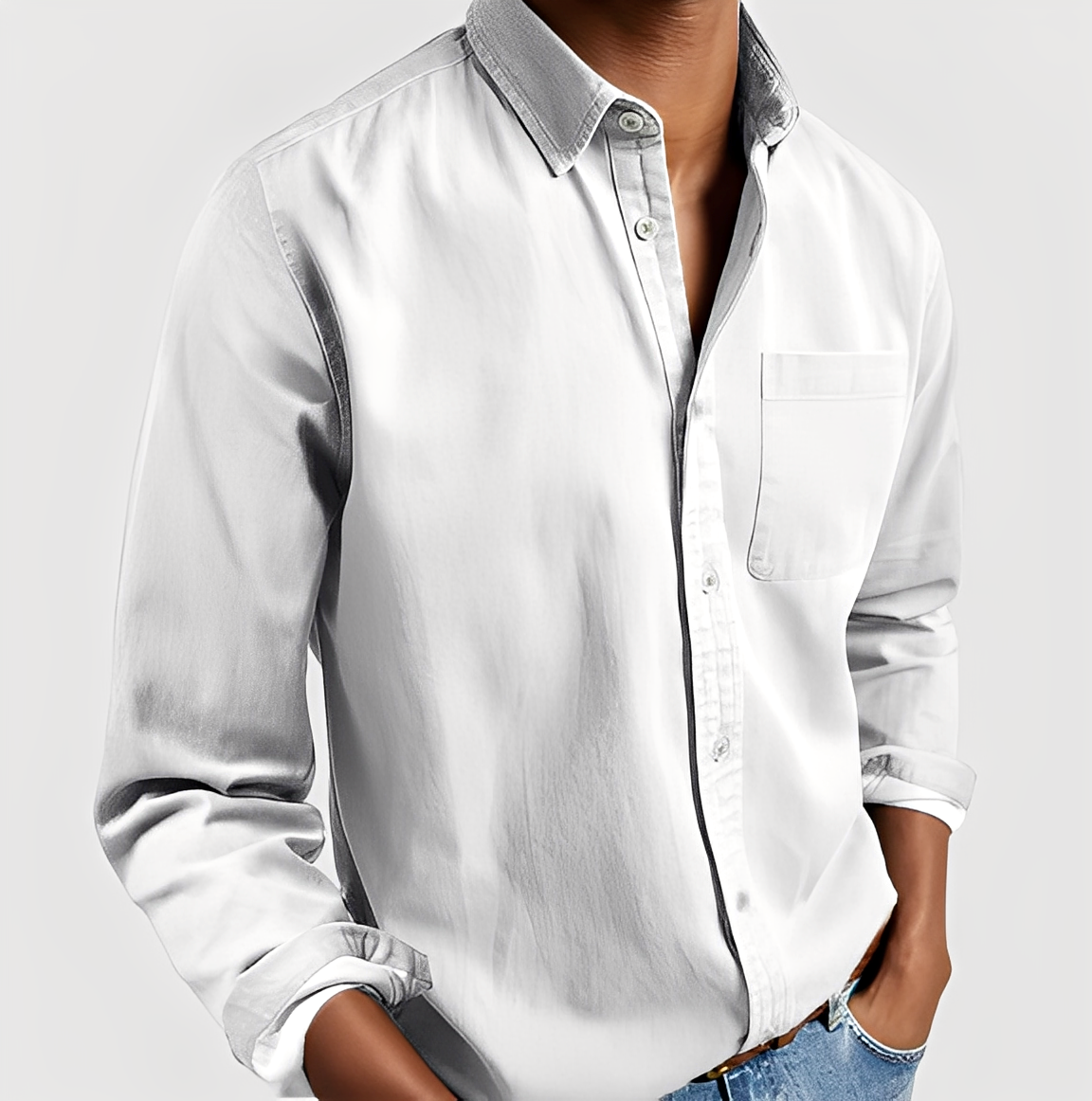Maxime - Bequemes Jeanshemd Weicher Stoffmix