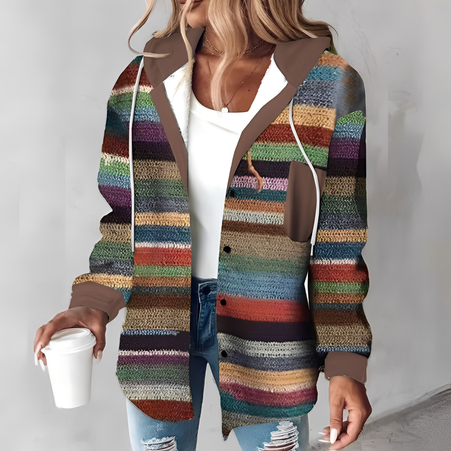 Martina - Bequeme Wolljacke mit Kapuze für Damen