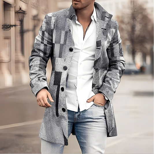 Luke - Eleganter langer Tweedmantel für Herren
