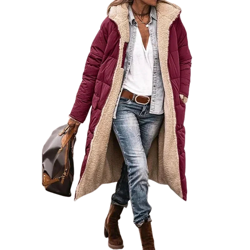 Ava – Weiter Wintermantel mit kuscheligem Sherpa-Futter