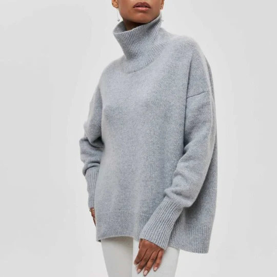 Hortencia - Großer Baumwoll-Rollkragenpullover