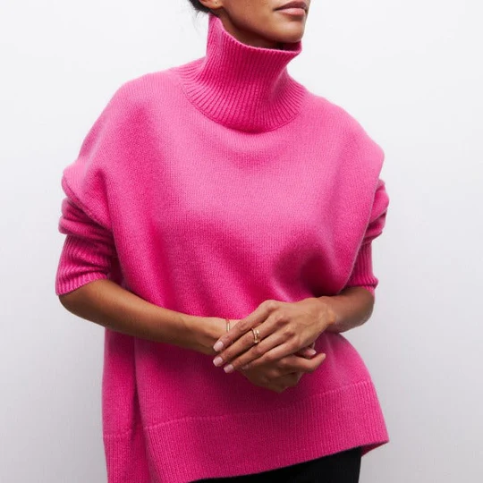 Hortencia - Großer Baumwoll-Rollkragenpullover