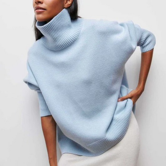 Hortencia - Großer Baumwoll-Rollkragenpullover