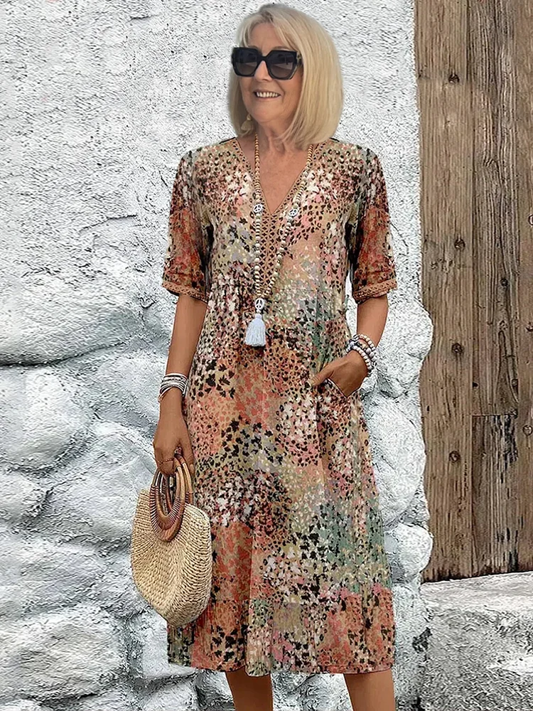 Melina – Bequemes Midikleid mit V-Ausschnitt
