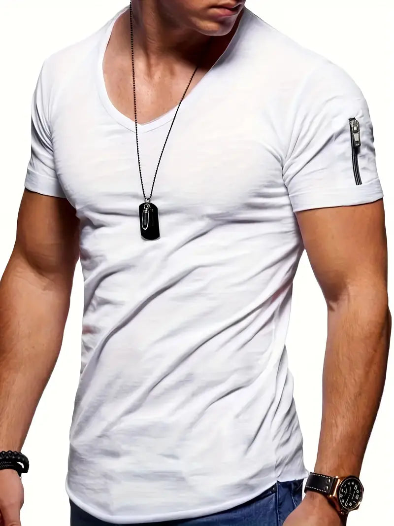 James - Herren V-Ausschnitt Tee, Bequemer Stil