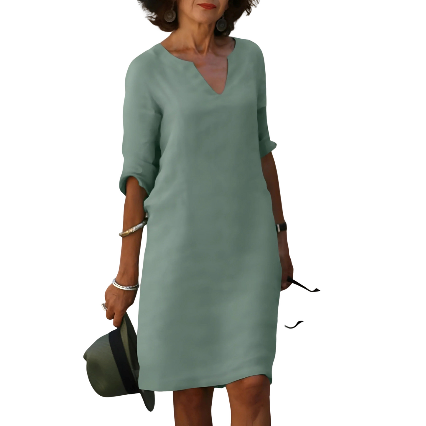Clara – V-Ausschnitt Kleid, das den Bauch verdeckt