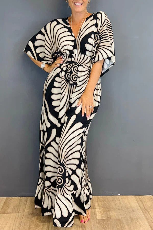 Elvira - Vintage-Jumpsuit mit Blumendesign und Rüschendetails