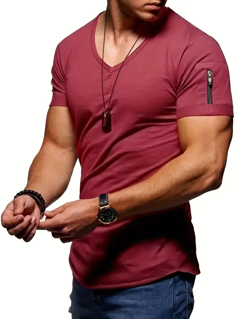 James - Herren V-Ausschnitt Tee, Bequemer Stil