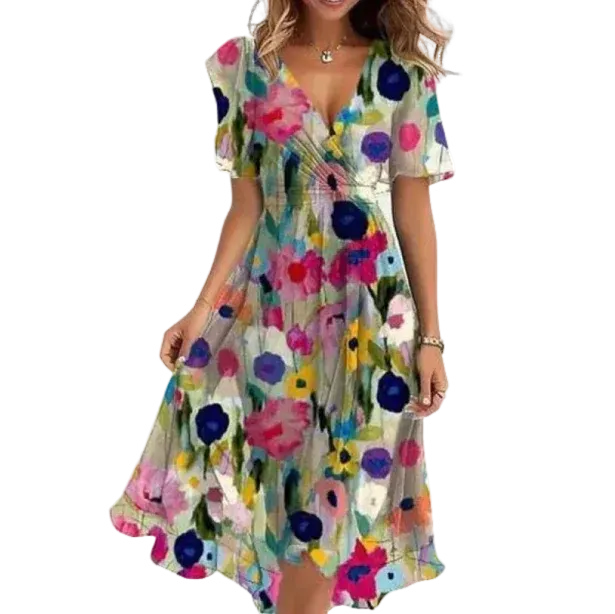 Annegret - Damen V-Ausschnitt Kleid