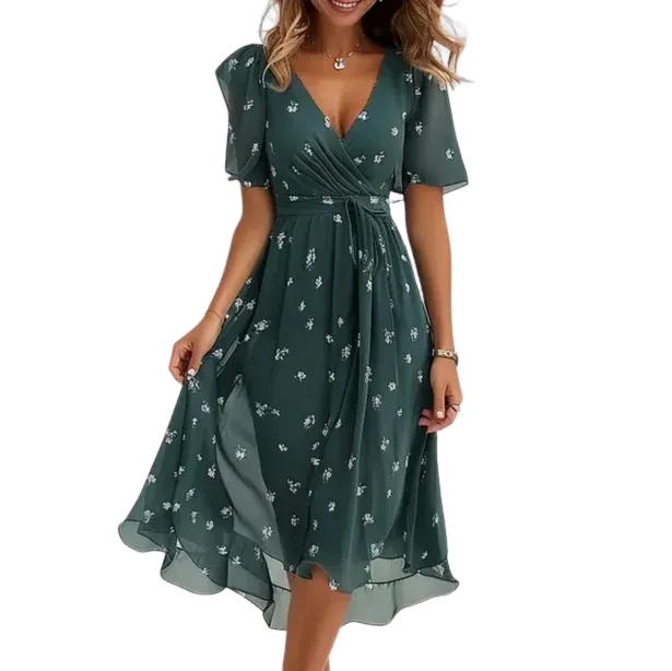 Annegret - Damen V-Ausschnitt Kleid