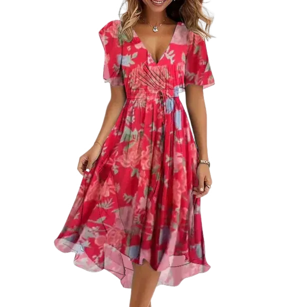 Annegret - Damen V-Ausschnitt Kleid