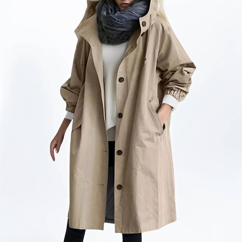 Shawna - Lange, wasserfeste Damenjacke mit Kapuze