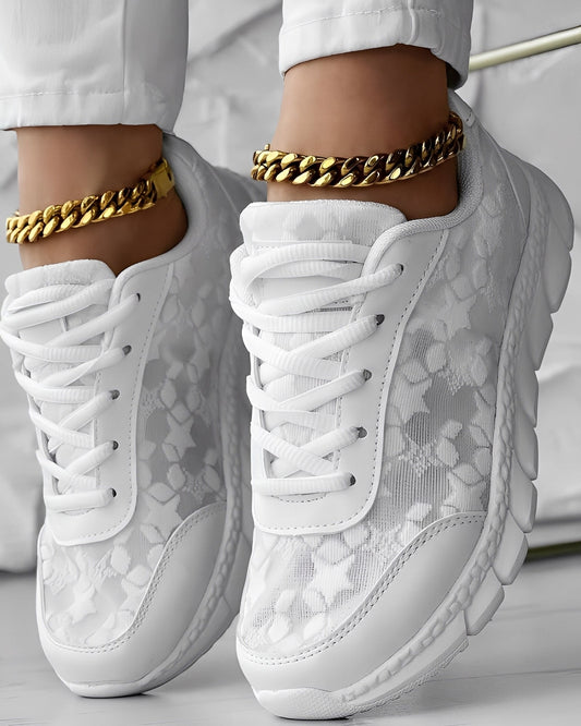 Elisabeth - Bequeme, luftige Damen-Sneakers mit Blumenmuster