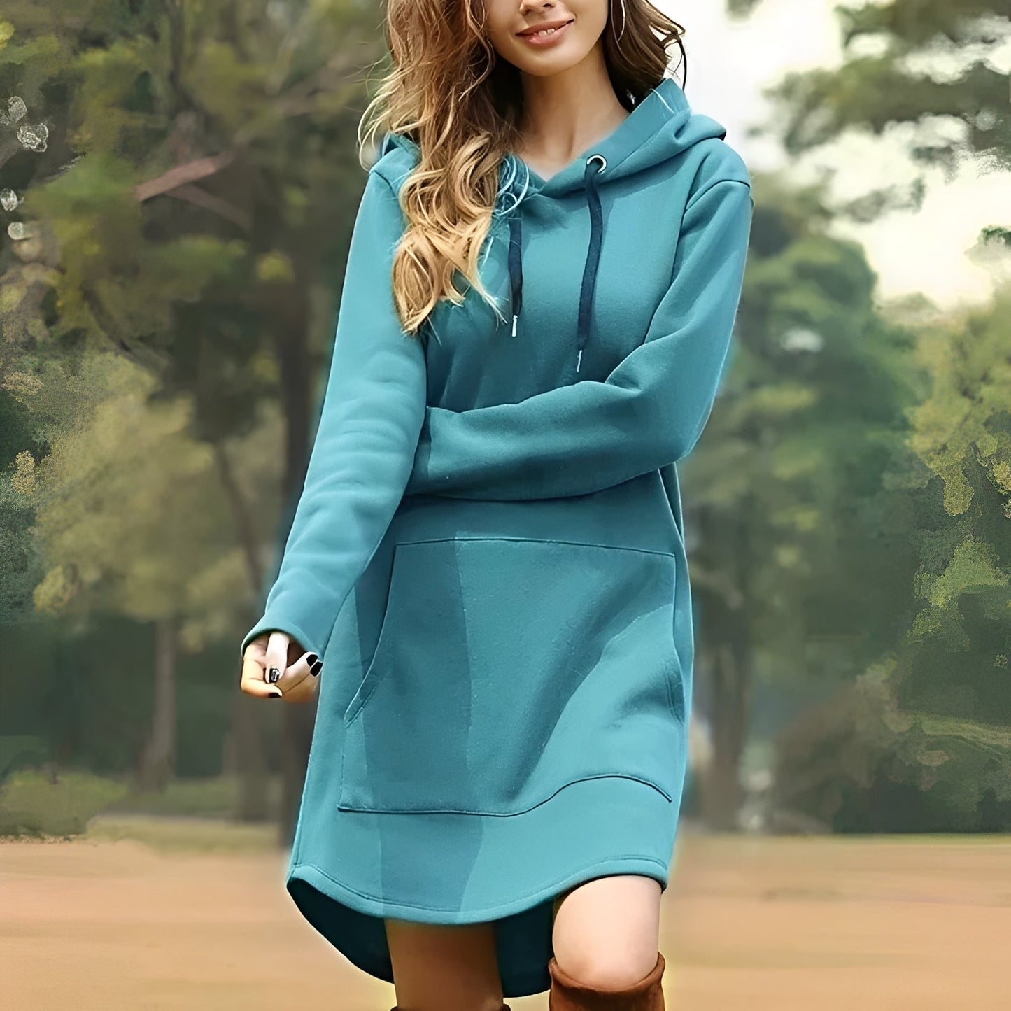 Lorraine - Komfortables langes Kapuzenkleid für Damen