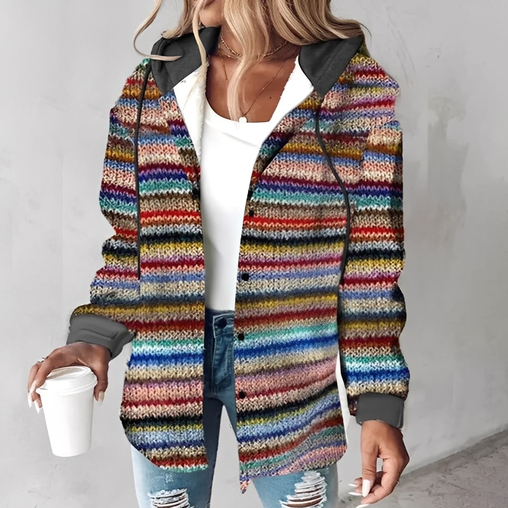 Martina - Bequeme Wolljacke mit Kapuze für Damen