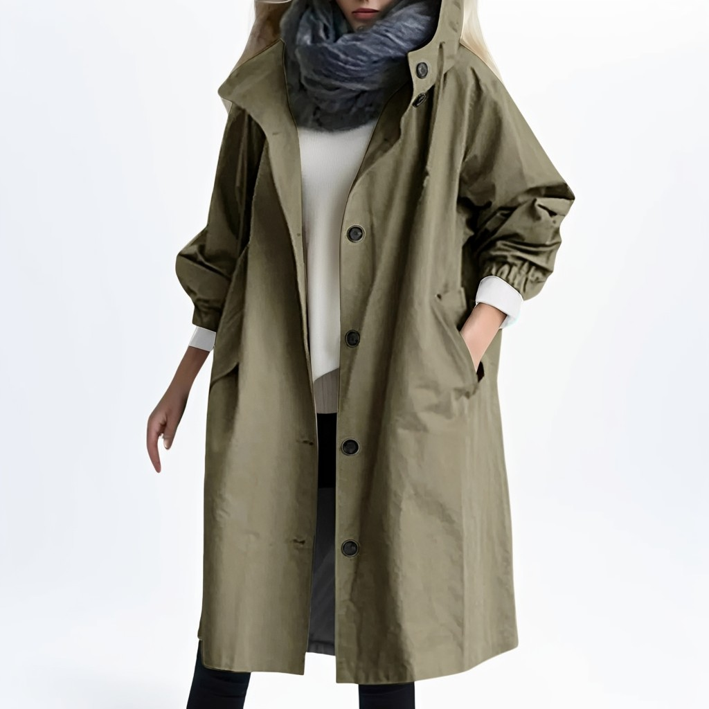 Shawna - Lange, wasserfeste Damenjacke mit Kapuze