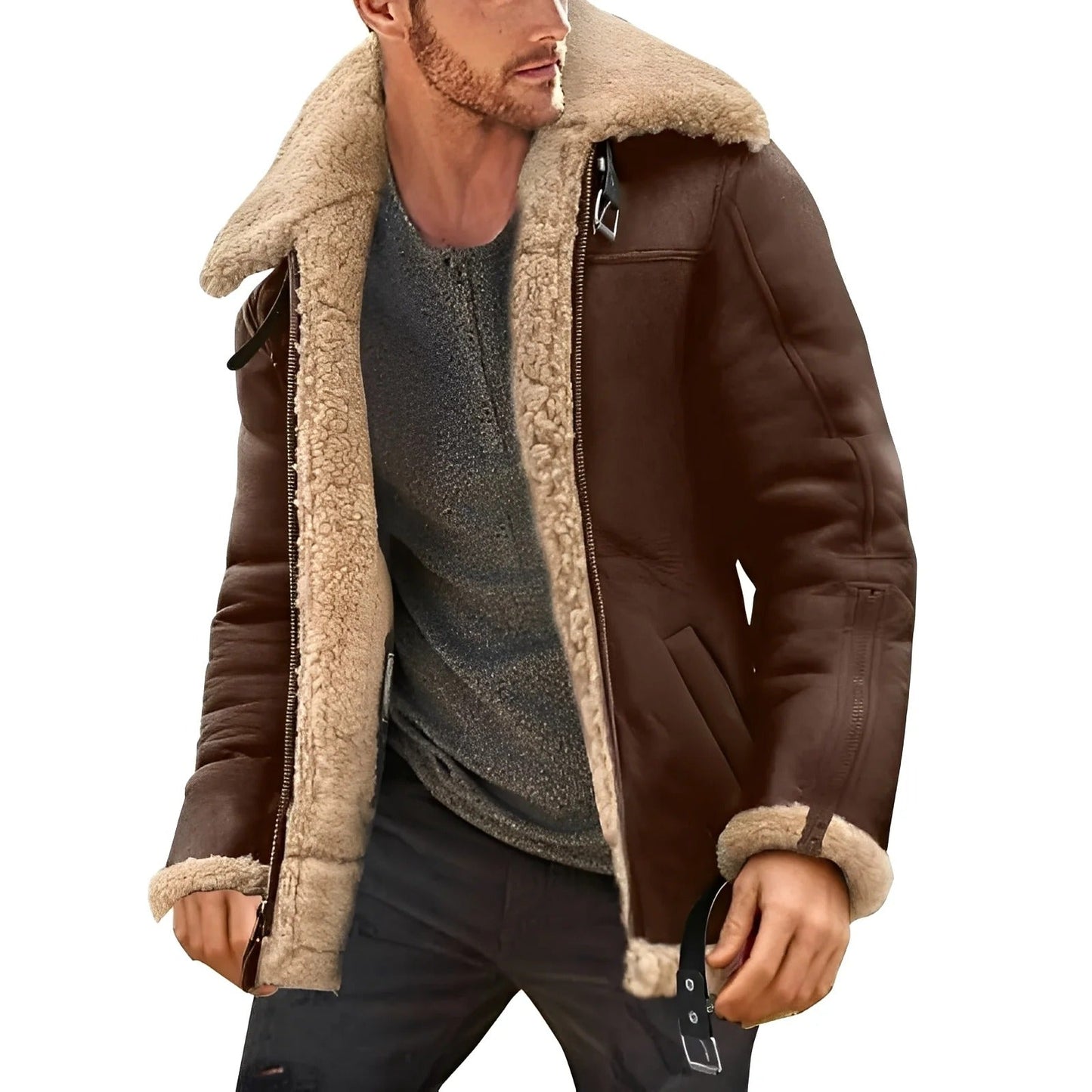 Brendon - Starke und dicke Herrenlederjacke