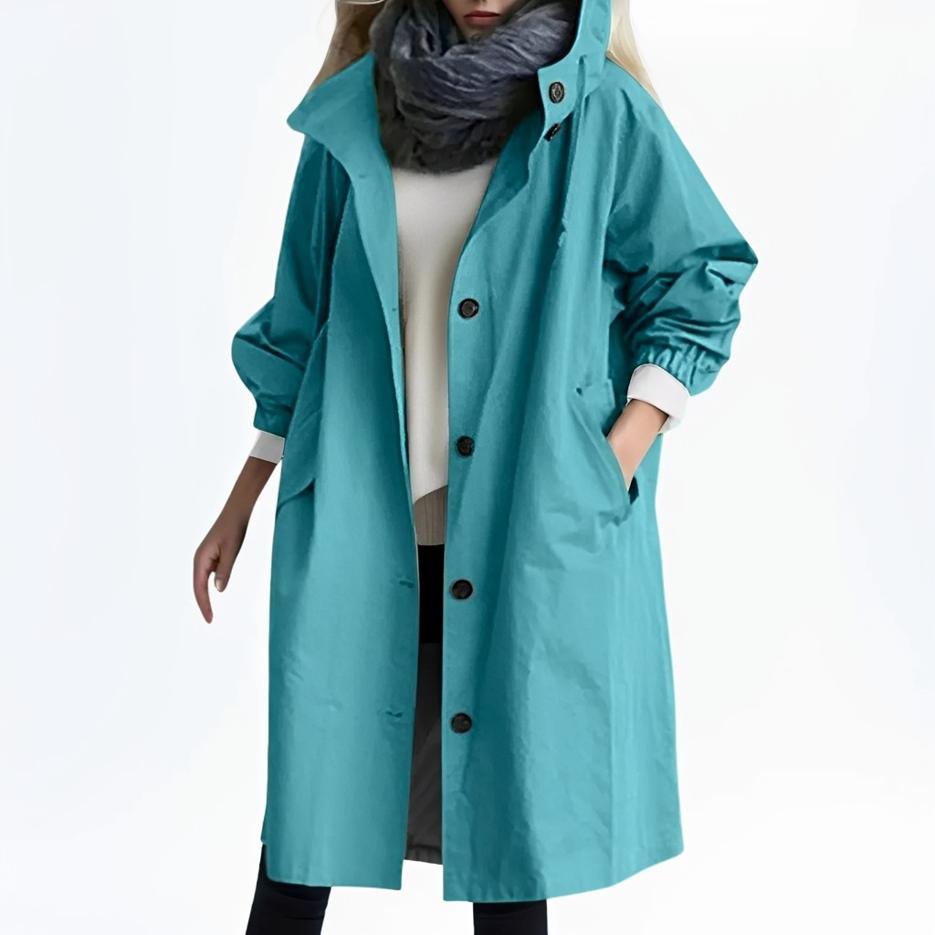 Shawna - Lange, wasserfeste Damenjacke mit Kapuze