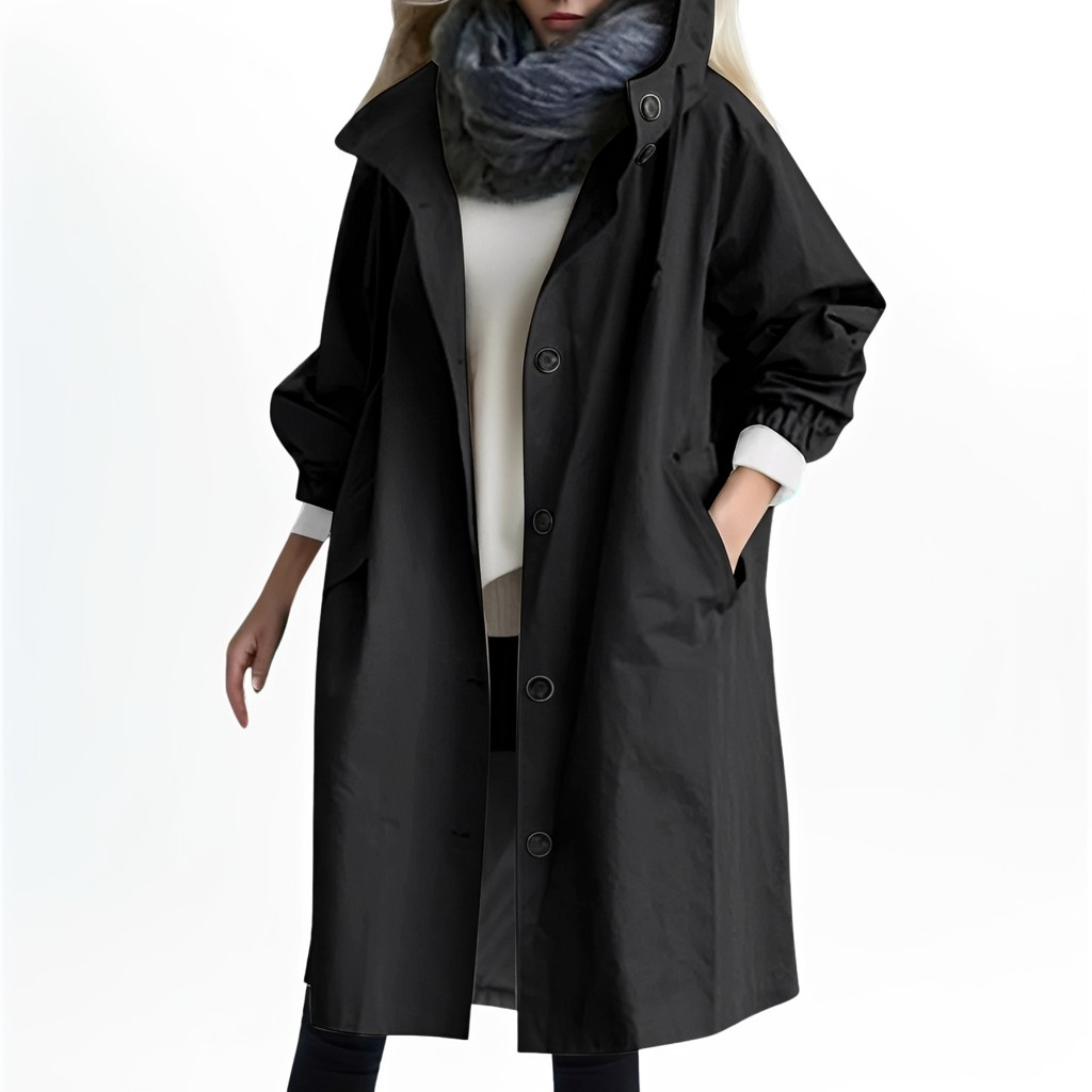Shawna - Lange, wasserfeste Damenjacke mit Kapuze