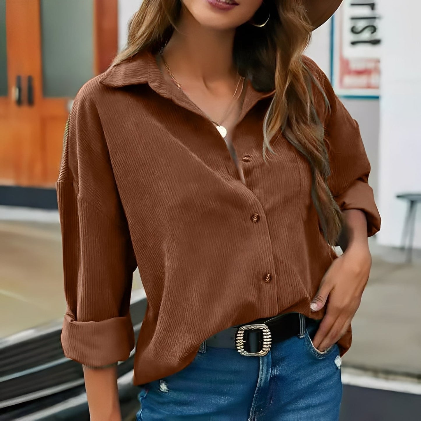Everly - Lockere, bequeme Cordbluse für Damen