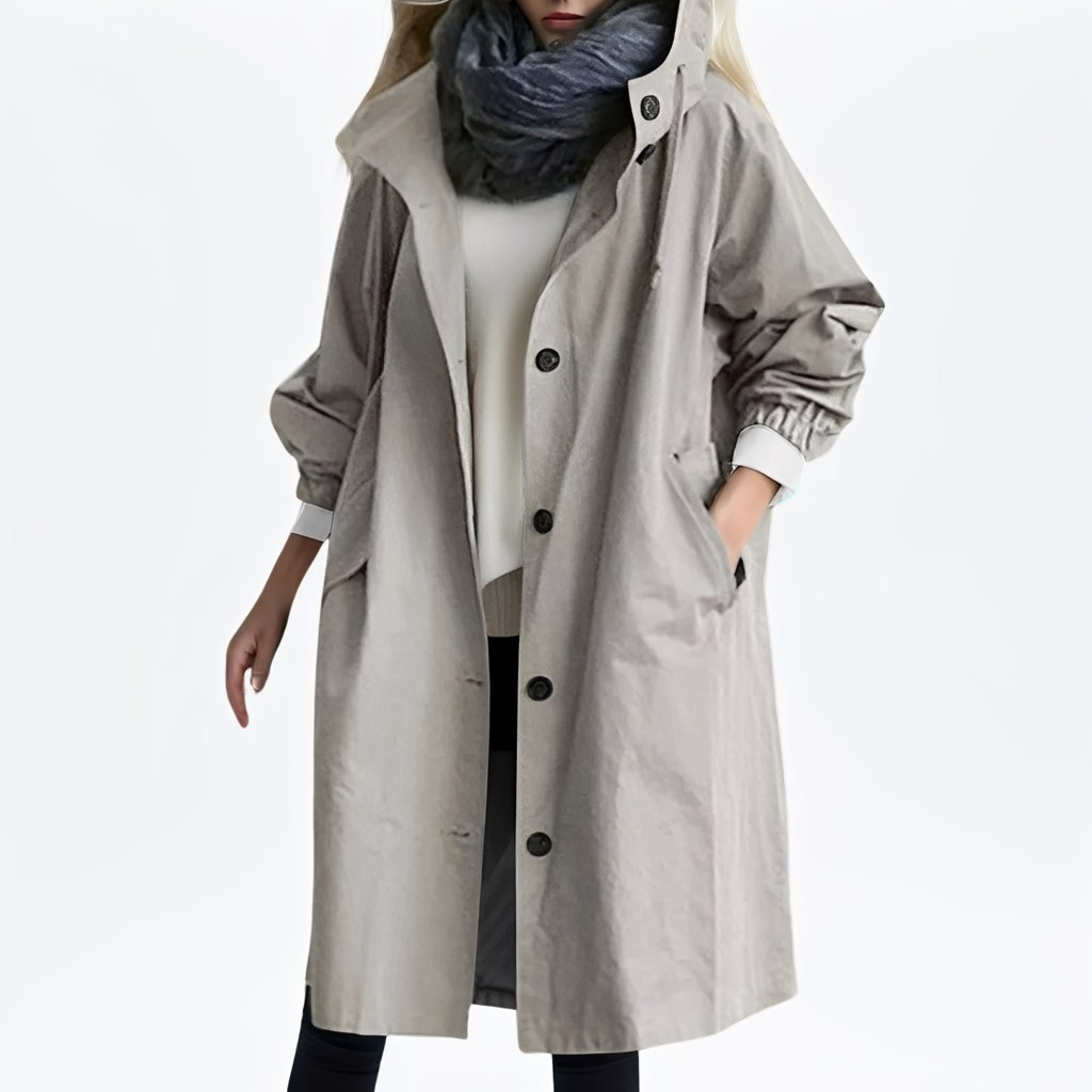 Shawna - Lange, wasserfeste Damenjacke mit Kapuze