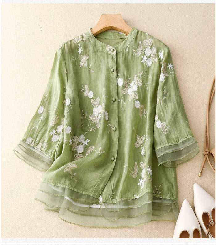 Elaine - Bestickte Vielseitige Bluse