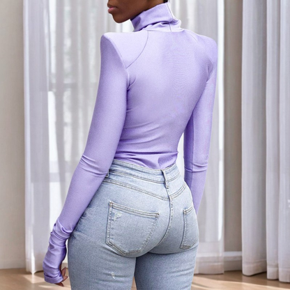 Ellery - Damenbody mit Rollkragen und Schulterpolstern