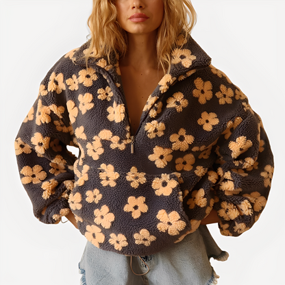 Elizabeth - Damen-Sherpa-Pullover mit elegantem Blumenprint