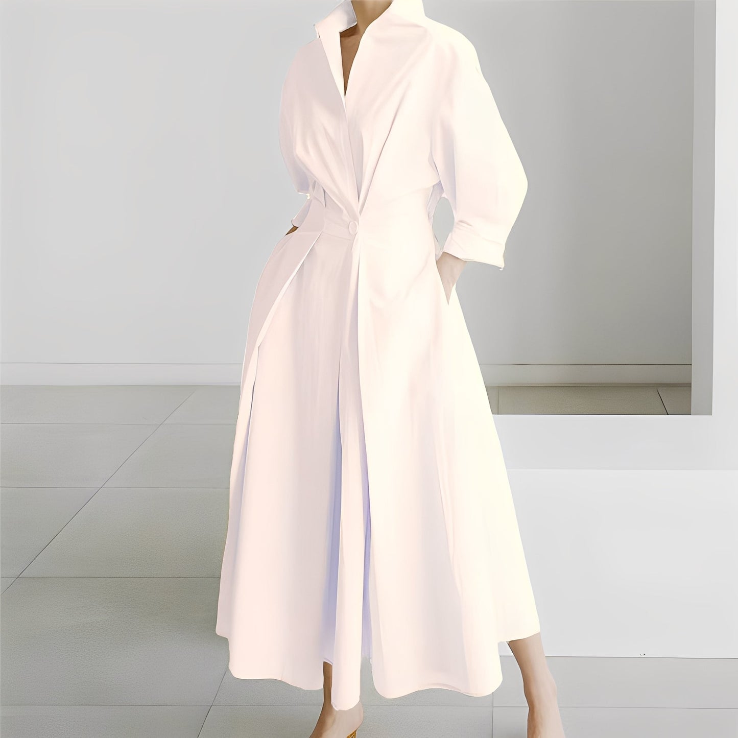 Lavina - Gemütliches Damenkleid mit langen Ärmeln und Taschen