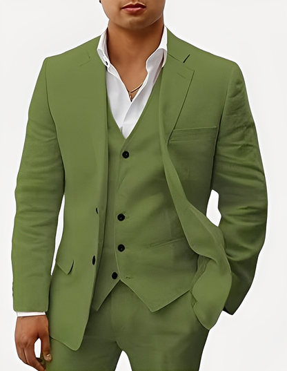 Beckham - Stilvolles dreiteiliges Herrenleinenset