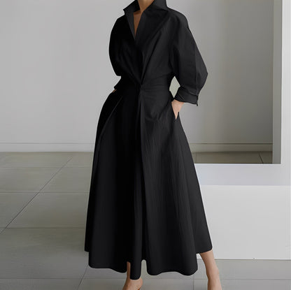 Lavina - Gemütliches Damenkleid mit langen Ärmeln und Taschen