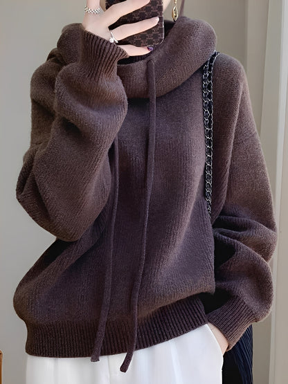 Roxane - Gemütlicher Damenpulli aus Wolle mit Kapuze