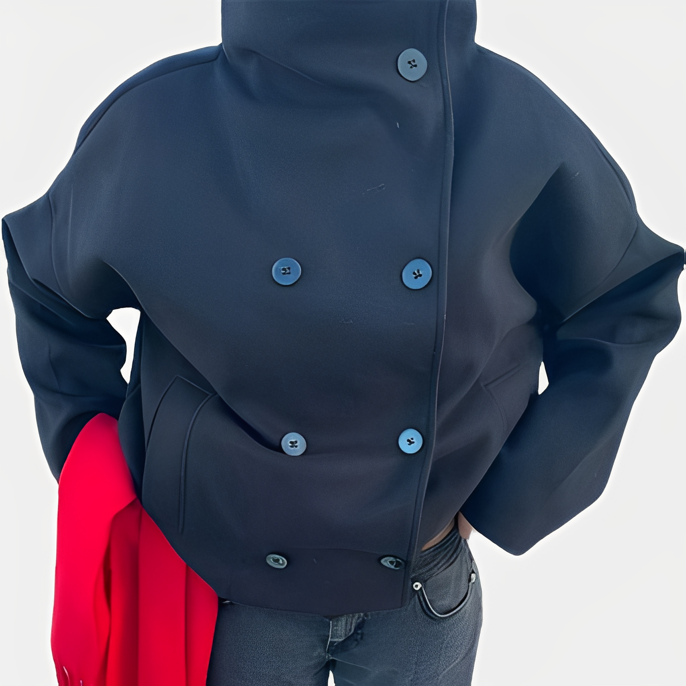 Carolyn - Elegante Damen Wolljacke mit einem Knopf