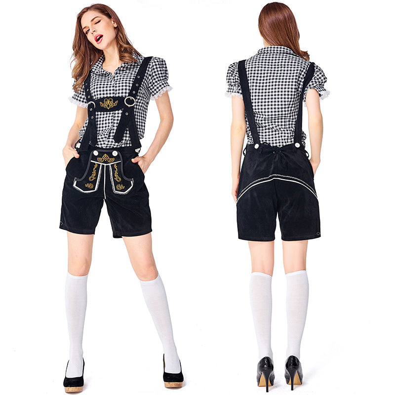 Dahlia - Oktoberfest-Outfit mit karierten Overalls für Frauen