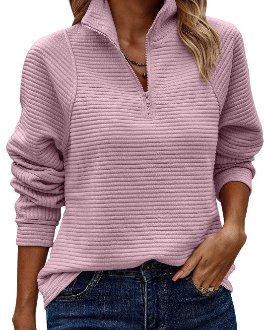 Zinnia - Damenpullover mit Reißverschluss und Rippstruktur