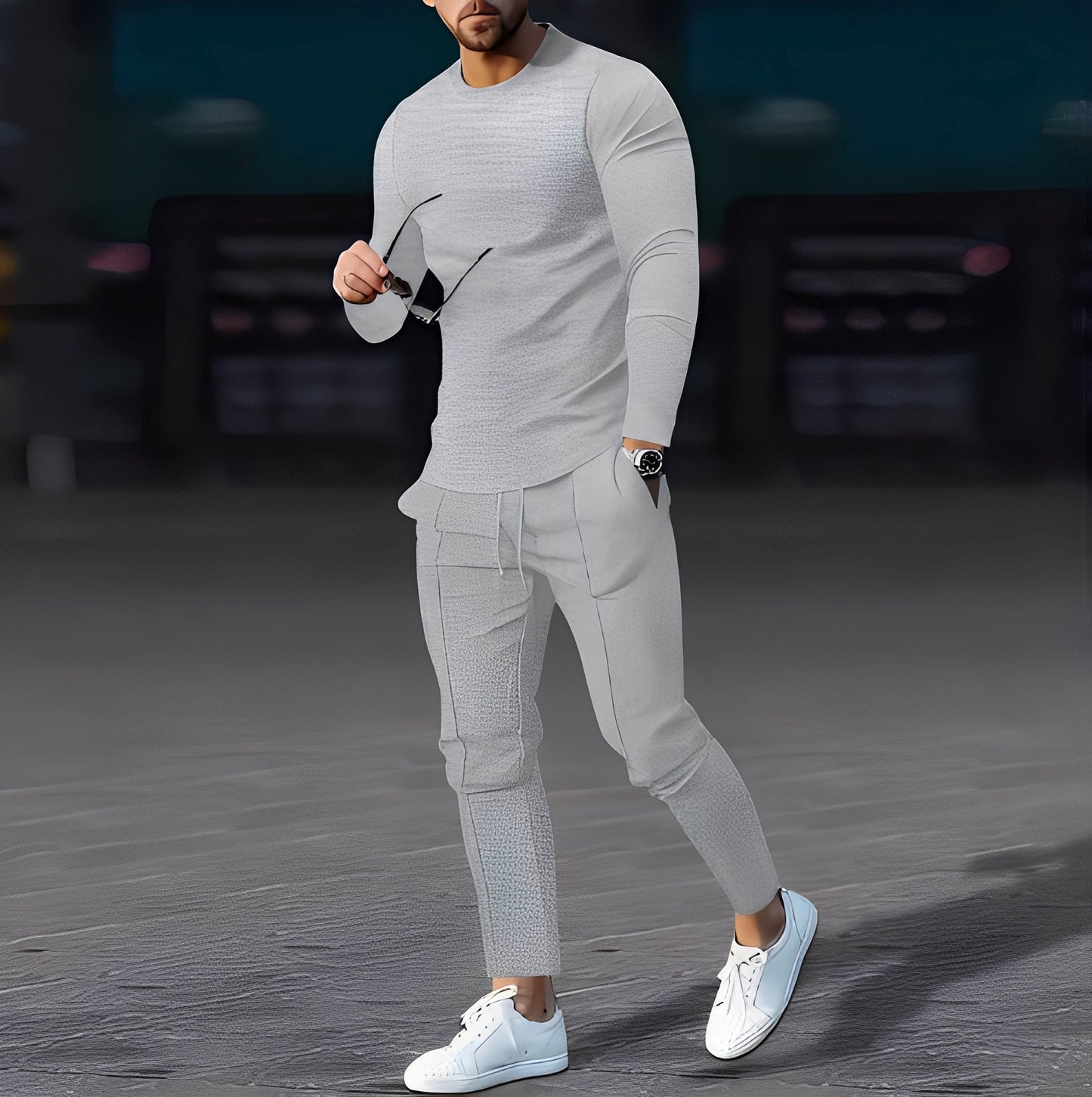 Dillan - Bequemes Slim-Fit-Set für Herren im Waffelstil