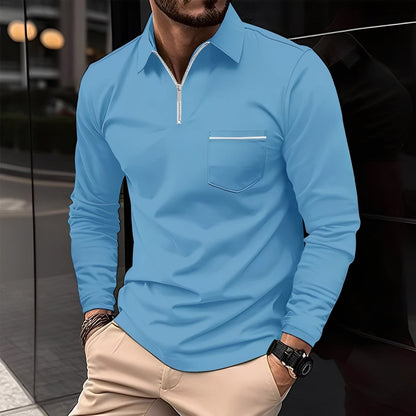 Bernard - Bequemes Langarm-Poloshirt mit Herren-Tasche