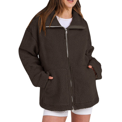 Adamina - Kuscheliger Wollmantel mit hohem Kragen für Damen