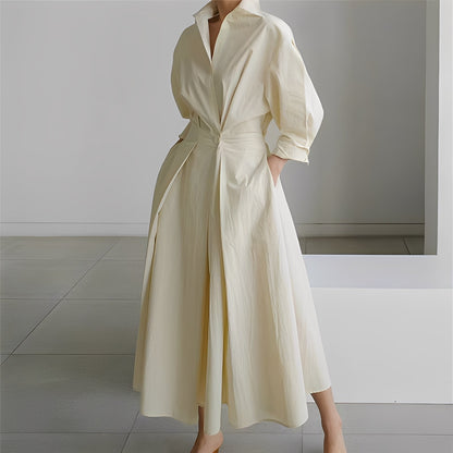 Lavina - Gemütliches Damenkleid mit langen Ärmeln und Taschen