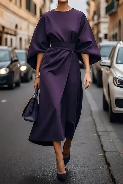 Nicole - Stilvolles Damen-Midikleid mit Puffärmeln
