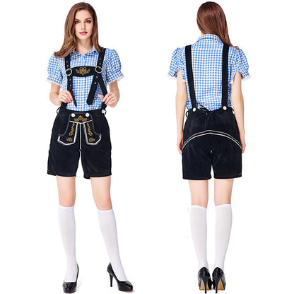 Dahlia - Oktoberfest-Outfit mit karierten Overalls für Frauen