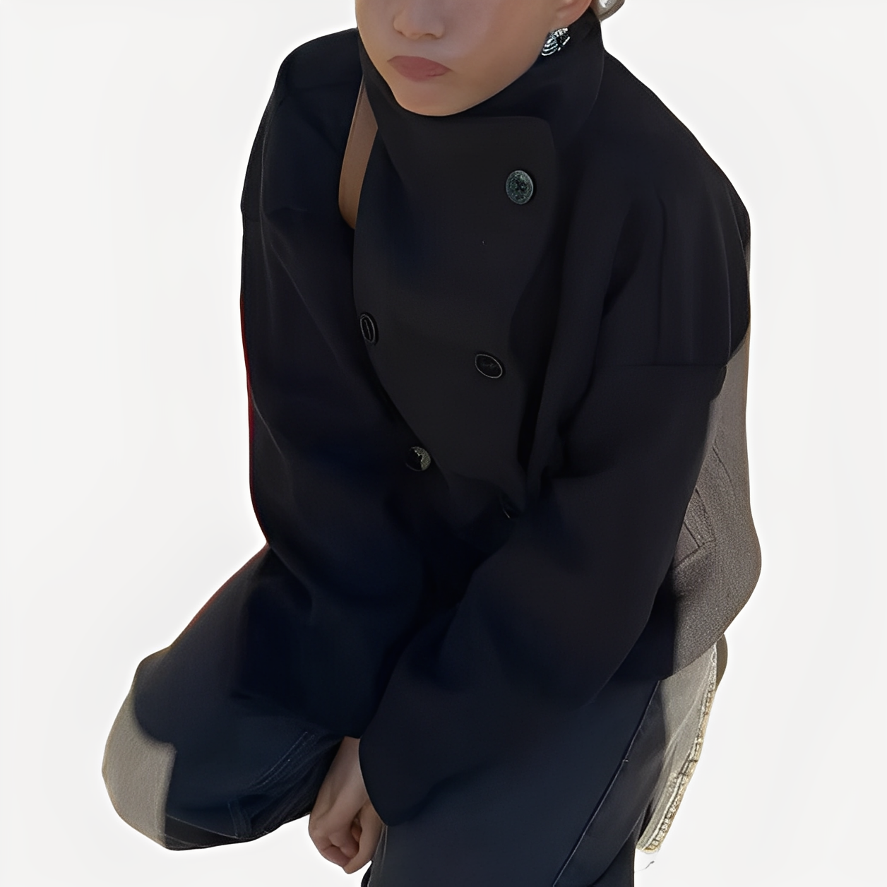 Carolyn - Elegante Damen Wolljacke mit einem Knopf