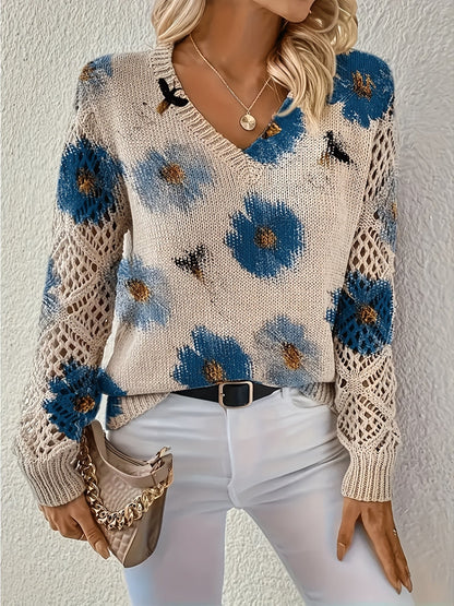 Ashtyn - Eleganter Damenpullover mit Blumenmuster