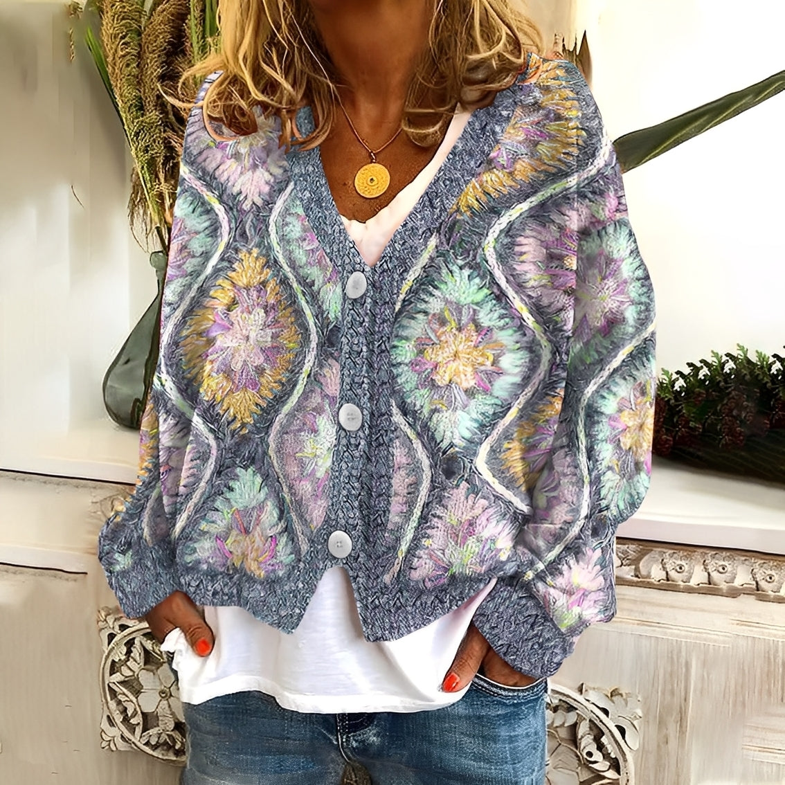 Nydia - Bequemer, weicher Damensweater mit Muster